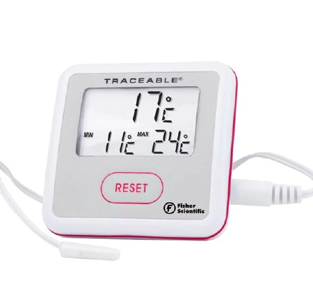 Fisher Scientific Fisher Scientific Traceable Digital Laboratory Thermometer Celsius -50° to +70°C Short Epoxy Sensor Desk / Wall Mount Battery Operated - 1507717B