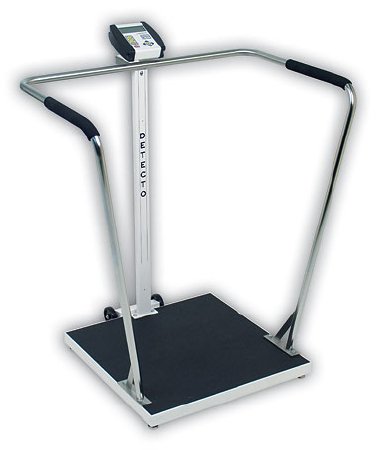 Detecto - Bariatric Floor Scale Digital LCD Display 800 lbs. Capacity Chrome AC Adapter / Battery Operated - 6856