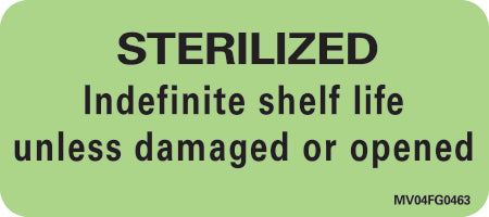 Precision Dynamics Barkley Pre-Printed Label Advisory Label Sterilized Indefinite Shelf Life Unless Damaged Or Opened Fluorescent Green 1 X 2-1/4 Inch - V04FG0463