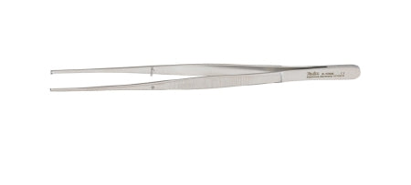 Miltex Miltex Tissue Forceps Semken 6 Inch OR Grade Stainless Steel (German) NonSterile NonLocking Thumb Handle Straight Serrated Tips w/1 X 2 Teeth - 6-109A