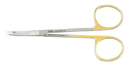 Miltex SuperCut - Iris Scissors 4-1/2 Inch Length OR Grade German Stainless Steel / Tungsten Carbide NonSterile Finger Ring Handle Curved Blade Sharp Tip / Sharp Tip - 5-SC-306TC