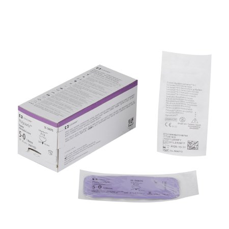 Polysorb - Suture with Needle Absorbable Coated Undyed Suture Braided Polyester Size 5 - 0 18 Inch Suture 1-Needle 13 mm Length 3/8 Circle Reverse Cutting Needle - SL-5687G