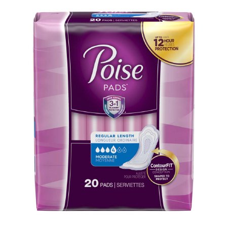 Kimberly Clark Poise Bladder Control Pad 10.9 Inch Length Moderate Absorbency Polyacrylate Regular Female Disposable - 19564