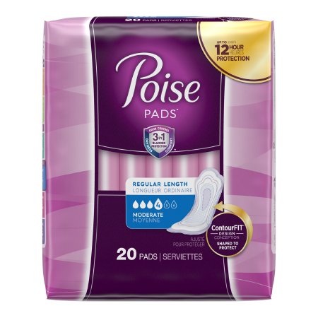 Poise - Bladder Control Pad 10.9 Inch Length Moderate Absorbency Polyacrylate Core Regular Adult Female Disposable - 19564