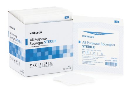 McKesson McKesson Nonwoven Sponge Cotton 4-Ply 2 X 2 Inch Square Sterile - 16-602318