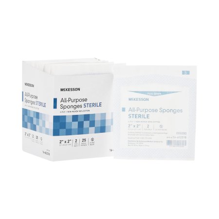 McKesson - Nonwoven Sponge Cotton 4-Ply 2 X 2 Inch Square Sterile - 16-602318