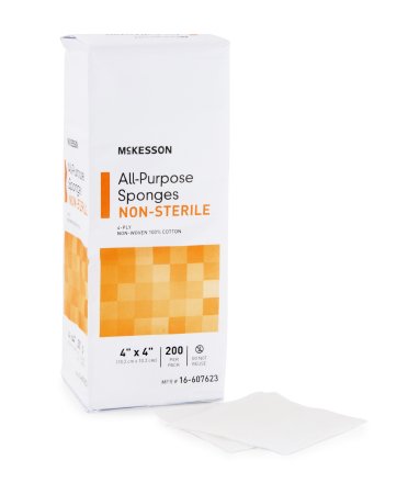 McKesson McKesson NonWoven Sponge Cotton 4-Ply 4 X 4 Inch Square NonSterile - 16-607623