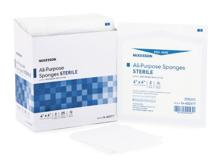 McKesson McKesson NonWoven Sponge Cotton 4-Ply 4 X 4 Inch Square Sterile - 16-602317
