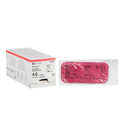 Biosyn - Suture with Needle Absorbable Uncoated Undyed Suture Monofilament Polyester Size 4 - 0 18 Inch Suture 1-Needle 13 mm Length 3/8 Circle Reverse Cutting Needle - SM-5690