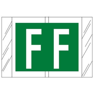 Tabbies - Pre-Printed Label Chart Tab Green / White F | F White Alpha Series 1 Inch - 82006
