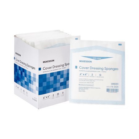 McKesson - Nonwoven Sponge Nonwoven / Rayon / Cellulose 4 X 4 Inch Square Sterile - 16-2436