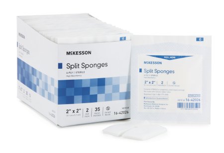 McKesson McKesson I.V. / Drain Split Dressing Poly / Rayon Blend 2 X 2 Inch Square Sterile - 16-4226