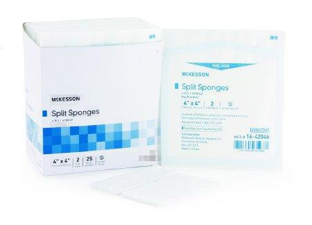 McKesson McKesson I.V. / Drain Split Dressing Poly / Rayon Blend 4 X 4 Inch Square Sterile - 16-42426