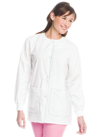 Landau Uniforms Warm-Up Jacket White Large Long Sleeves Hip Length - 7525WWPLG
