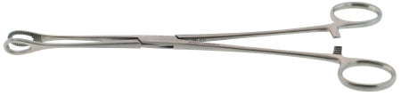 BR Surgical - Sponge Forceps Foerster 9-1/2 Inch Length Surgical Grade Stainless Steel NonSterile Ratchet Lock Finger Ring Handle Straight Serrated Fenestrated Teardrop Jaws - BR16-17025