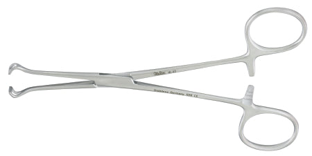 Miltex Miltex Tissue Forceps Baby Babcock 5-1/2 Inch OR Grade Stainless Steel (German) NonSterile Ratchet Lock Finger Ring Handle Straight Delicate 6 mm Wide Fenestrated Triangular Jaws - 16-42
