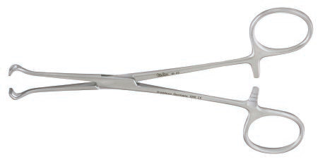 Miltex - Tissue Forceps Baby Babcock 5-1/2 Inch Length OR Grade German Stainless Steel NonSterile Ratchet Lock Finger Ring Handle Straight Delicate 6 mm Wide Fenestrated Triangular Jaws - 16-42