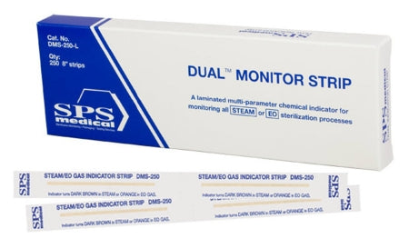 SPS Medical Supply Dual Monitor Sterilization Chemical Indicator Strip Steam / EO Gas 8 Inch - DMS250L