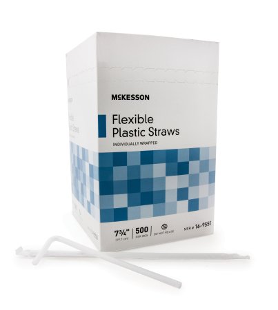McKesson McKesson Flexible Drinking Straw 7-3/4 Inch White Individually Wrapped - 16-9550