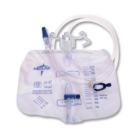 Medline - Urinary Drain Bag Anti-Reflux Valve Sterile Fluid Path 2000 mL Vinyl - DYND15205