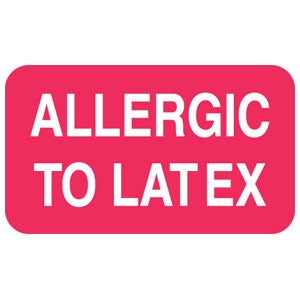 Tabbies Pre-Printed Label Allergy Alert Allergic to Latex Pink 7/8 X 1-1/2 Inch - AP6260