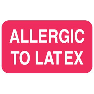 Tabbies - Pre-Printed Label Allergy Alert Pink Allergic to Latex White Alert Label 7/8 X 1-1/2 Inch - MAP6260