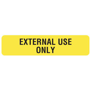 Tabbies Medication Instruction Labels, "EXTERNAL USE ONLY" , "Fluorescent Yellow" - 1-5/8"W x 7/8"H, 500 per Roll - V-AN121