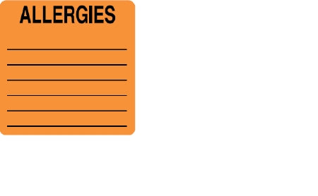 Wilmer Barkley Pre-Printed Label Allergy Alert Allergies Fluorescent Red 2-1/2 X 2-1/2 Inch - W-CA2