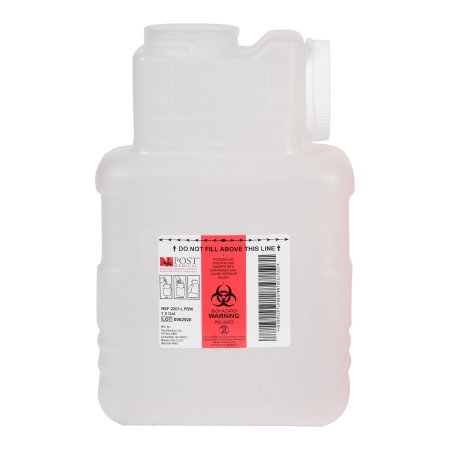 Leaktight - Sharps Container 1.5 Gallon Translucent Base / White Lid Horizontal / Vertical Entry Screw On Lid - 2201-LPBW