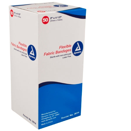 Dynarex Dynarex Adhesive Strip 2 X 4-1/2 Inch Fabric Rectangle Tan Sterile - 3614