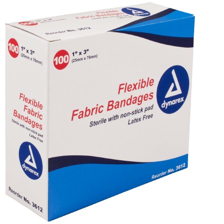 Dynarex Dynarex Adhesive Strip 1 X 3 Inch Fabric Rectangle Tan Sterile - 3612
