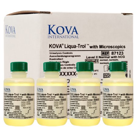 Kova Liqua-Trol - Urinalysis Control Urine Dipstick Testing Normal Level with hCG and Microscopics 4 X 120 mL - 87123