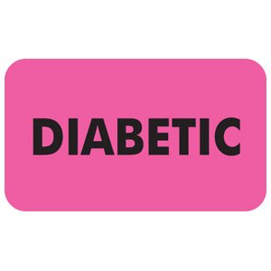Tabbies - Pre-Printed Label Advisory Label Pink Diabetic Black Safety and Instructional 7/8 X 1-1/2 Inch - MAP3530