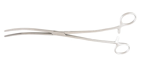 McKesson McKesson Argent Dressing Forceps Bozeman 10-1/2 Inch Surgical Grade Stainless Steel NonSterile Ratchet Lock Finger Ring Handle Double Curved Serrated Tips - 43-1-374
