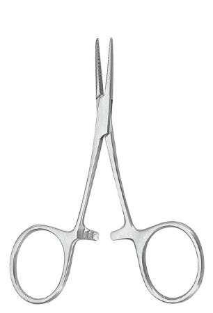 McKesson McKesson Argent Hemostatic Forceps Hartmann-Mosquito 3-1/2 Inch Surgical Grade Stainless Steel NonSterile Ratchet Lock Finger Ring Handle Straight - 43-1-409