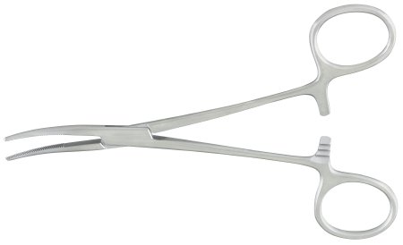 McKesson McKesson Argent Hemostatic Forceps Kelly 5-1/2 Inch Surgical Grade Stainless Steel NonSterile Ratchet Lock Finger Ring Handle Curved - 43-1-442