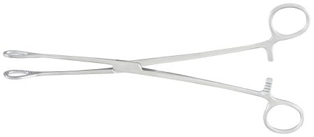 McKesson McKesson Argent Sponge Forceps Foerster 9-1/2 Inch Surgical Grade Stainless Steel NonSterile Ratchet Lock Finger Ring Handle Straight Serrated Tips - 43-1-577
