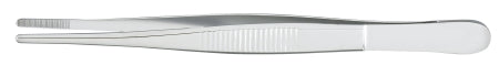 McKesson Argent - Dressing Forceps 5-1/2 Inch Length Surgical Grade Stainless Steel NonSterile NonLocking Thumb Handle Straight Serrated Tips - 43-1-727