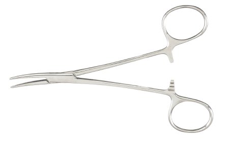 McKesson McKesson Hemostatic Forceps Kelly 5-1/2 Inch Office Grade Stainless Steel NonSterile Ratchet Lock Finger Ring Handle Curved - 43-2-442