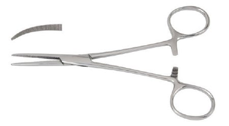 McKesson McKesson Hemostatic Forceps Crile 5-1/2 Inch Office Grade Stainless Steel NonSterile Ratchet Lock Finger Ring Handle Curved - 43-2-452