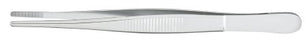 McKesson - Dressing Forceps 4-1/2 Inch Length Office Grade Stainless Steel NonSterile NonLocking Thumb Handle Serrated Tip - 43-2-705