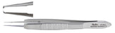 Miltex Miltex Suture Forceps Castroviejo 4 Inch OR Grade Stainless Steel (German) NonSterile NonLocking Thumb Handle Straight Serrated Tips w/1 X 2 Teeth - 18-955