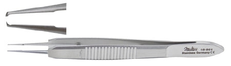 Miltex Miltex Suture Forceps Castroviejo 4 Inch OR Grade Stainless Steel (German) NonSterile NonLocking Thumb Handle Straight Serrated Tips w/1 X 2 Teeth - 18-955