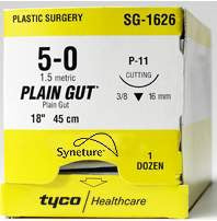 Premium - Suture with Needle Absorbable Uncoated Undyed Suture Plain Gut Size 4 - 0 18 Inch Suture 1-Needle 19 mm Length 3/8 Circle Reverse Cutting Needle - SG-5627
