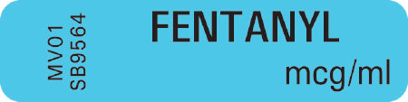 MedVision - Drug Label Anesthesia Label Fentanyl mcg_mL Blue 5/16 X 1-1/4 Inch - MV01SB9564