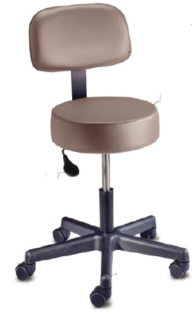 The Brewer Company Exam Stool Backrest Spin Lift Screw Adjustment Dual Wheel Nylon Casters Gray - 22400B-DUR006