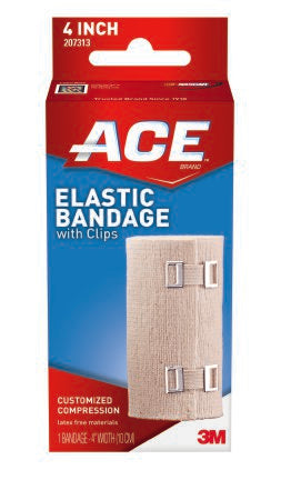 3M ACE Elastic Bandage 4 Inch Width Standard Compression Clip Detached Closure Tan NonSterile - 207313