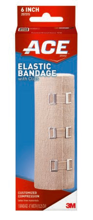 3M ACE - Elastic Bandage 6 Inch X 5-1/3 Foot Standard Compression Clip Detached Closure Tan NonSterile - 207315