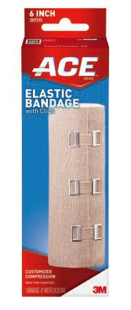 3M ACE Elastic Bandage 6 Inch X 4-1/2 Foot Standard Compression Clip Detached Closure Tan NonSterile - 207315
