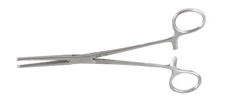 Miltex - Hemostatic Forceps Rochester-Ochsner 7-1/4 Inch Length OR Grade German Stainless Steel NonSterile Ratchet Lock Finger Ring Handle Straight Serrated Tips with 1 X 2 Teeth - 7-152
